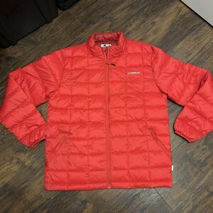 Magellan Mens Red Puffer Jacket Quilted Full Zip Nylon Lightweight Large